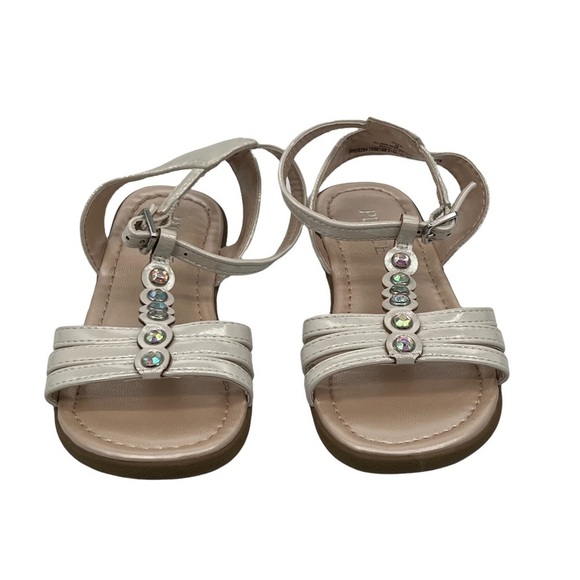 The Children's Place White Embellished Ankle Strap Sandals Size 9 Toddler Girl - Picture 3 of 10